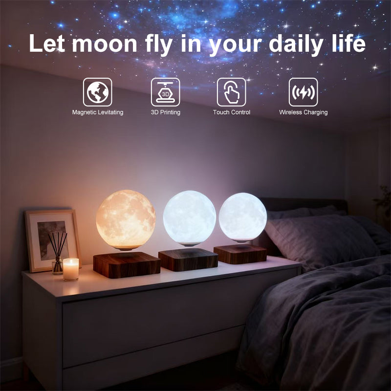 Magnetic Floating Moon Lamp - Levitating 3D Whimsical Night Light with 3 Color Modes